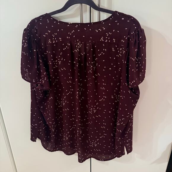 EUC MONDAY FUN Linnette Split Neck Smocked Blouse | 1X | Purple/burgundy - Picture 4 of 7